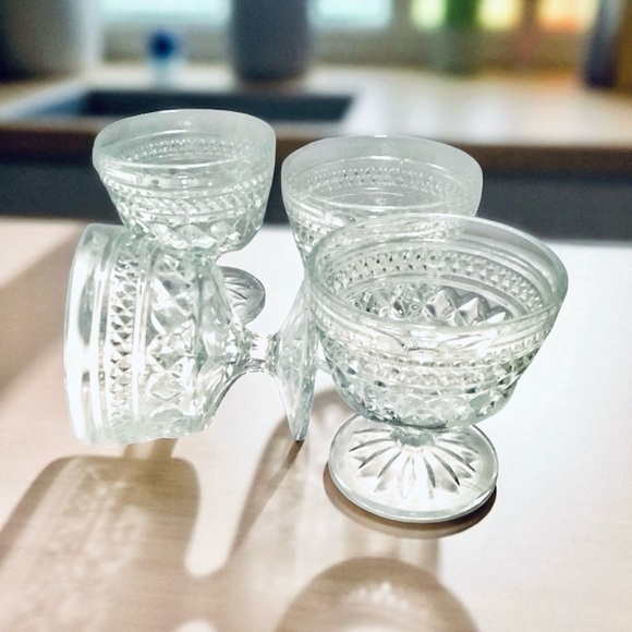 Vintage Anchor Hocking Wexford Clear Glass Champagne Sherberts Set Of 4 - Picture 1 of 4